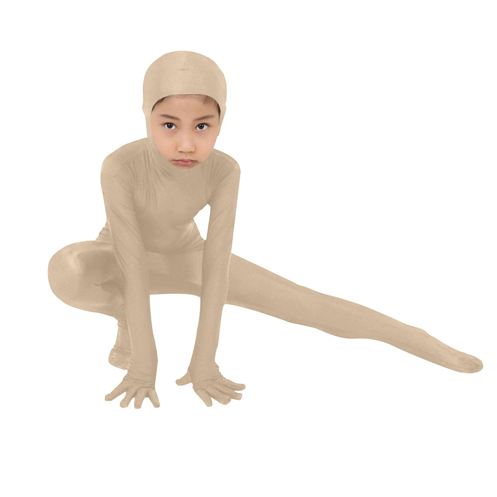 YunPes Kids Open Face Spandex Halloween Bodysuit One Piece Unisex Stretch Plain Unitard Child Cute Festival Body Suit jumpsuit