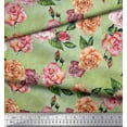 thumbnail image 3 of Soimoi Green Rayon Fabric Leaves & Rose Flower Decor Fabric Printed BTY 56 Inch Wide, 3 of 3