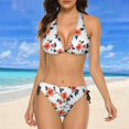 thumbnail image 4 of NICKSUN Women's Bikini Sets, Cute Print Two Piece Bathing Suits Sexy Halter Padded Bikini Swimsuits, 4 of 6
