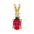 thumbnail image 3 of 14K Yellow Gold 6X4mm Oval Ruby AA Diamond Pendant, 3 of 5