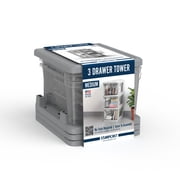 Starplast 3-Drawer Organization Tower Medium Storage Cart, Silver Plastic