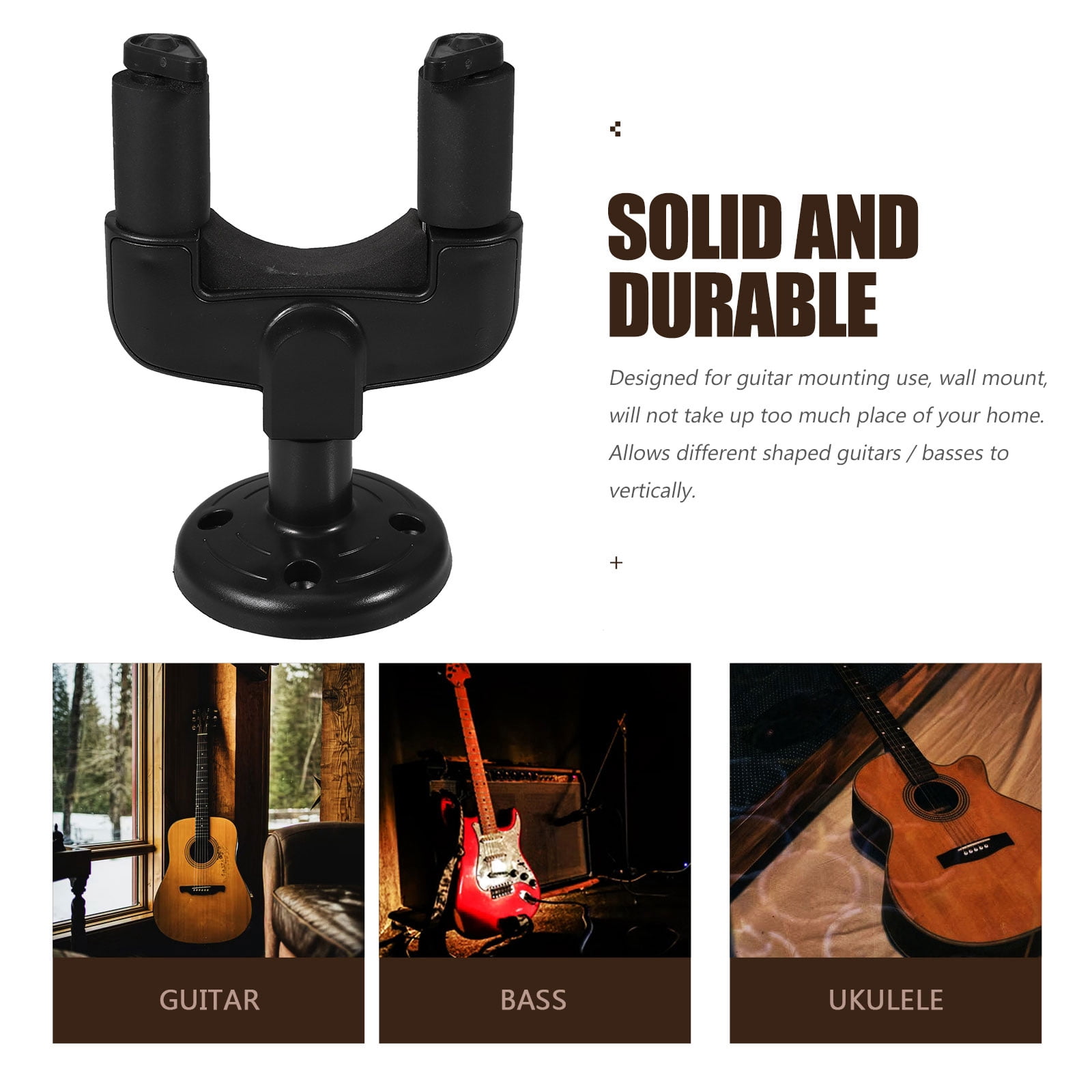 STRANDCHIC 6- Mounted Guitar and Bass Display Brackets Holder for Secure Musical Instrument Storage