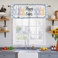 thumbnail image 4 of 2 Panels Happy Easter Valance for Windows, Colorful Rabbits Cartoon Blue Plaid Light Filtering Kitchen Curtains, Rod Pocket Window Treatment Curtain Valances for Living Room Bedroom, 60"x18", 4 of 9