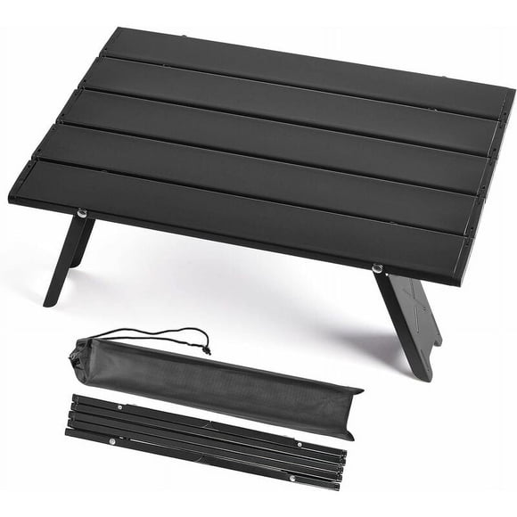 Jinsinto Camping Tables Small Picnic Table, Aluminum Folding Table for Camping, Beach, Portable and Ultra-light, Compact Mini Table for Camping Black 40X29X12CM -