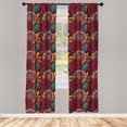 thumbnail image 4 of Ambesonne Ethnic Window Curtains, Rustic-Colored Floral Shapes, Each 28" W x 84" L, Dried Rose Dark Seafoam, 4 of 4