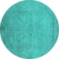 thumbnail image 1 of Ahgly Company Machine Washable Indoor Round Oriental Turquoise Blue Industrial Area Rugs, 7' Round, 1 of 4