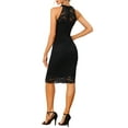 thumbnail image 6 of INSPIRE CHIC Women's Elegant Lace Halter Neck Sleeveless Bodycon Cocktail Sheath Midi Dress XS Black, 6 of 6