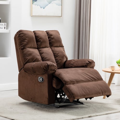 Velvet Recliner Chair Living Room Padded Comfortable Sofa with Overstuffed Seat 