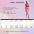 thumbnail image 7 of DPOIS Women Christmas Candy Cane Costume Long Sleeve Mock Neck Jumpsuit Red-A 4XL, 7 of 7