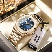 Poedagar luxury man wristwatch business stainless steel quartz men watch waterproof luminous date Square men's watches clock box
