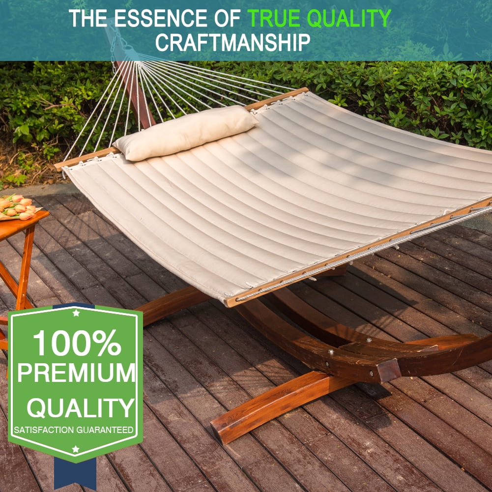 Lazy Daze Hammocks Double Quilted Fabric Swing with Pillow, 55'', Beige