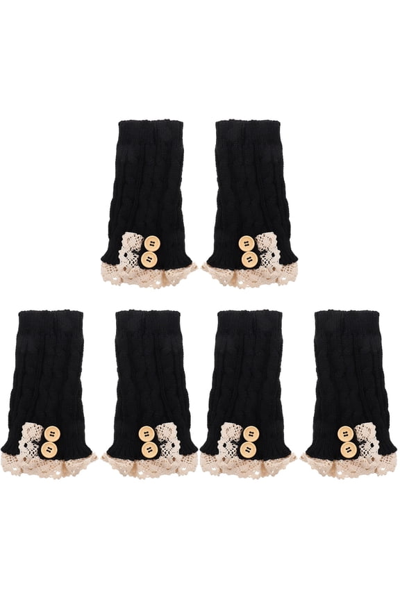 3 Pairs Lace Boot Covers Fall Cuffs Toppers for Women Wool Socks Winter Man Women's Black