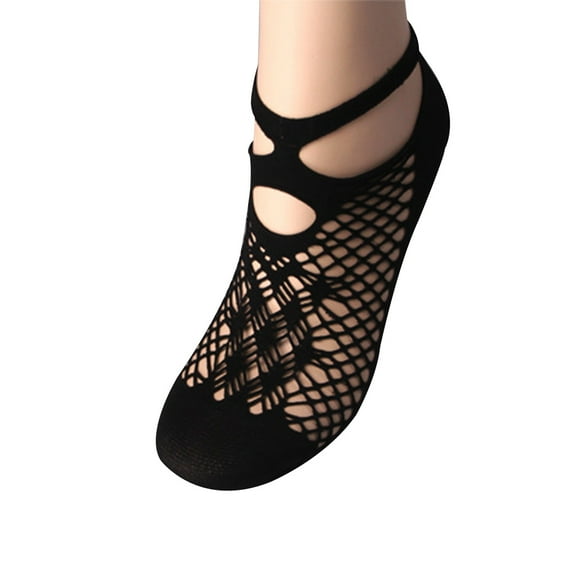 Women Short Over Ankle Boat Socks Fishnet Mesh Black Floral Lace