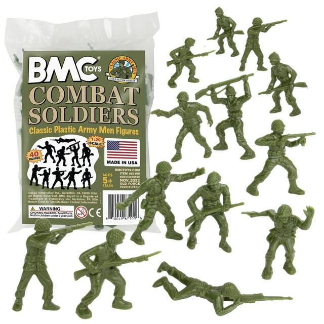 Toy BMC Classic OD Green Plastic Army Men 40pc WW2 Soldier