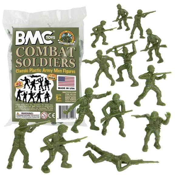 Toy BMC Classic OD Green Plastic Army Men 40pc WW2 Soldier