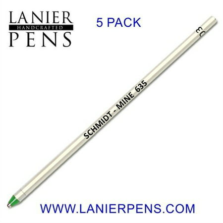 Schmidt 635 Mini D1 Ball Pen Refill - Green - 5 Pack (Lamy M21 and Cross 8518-4