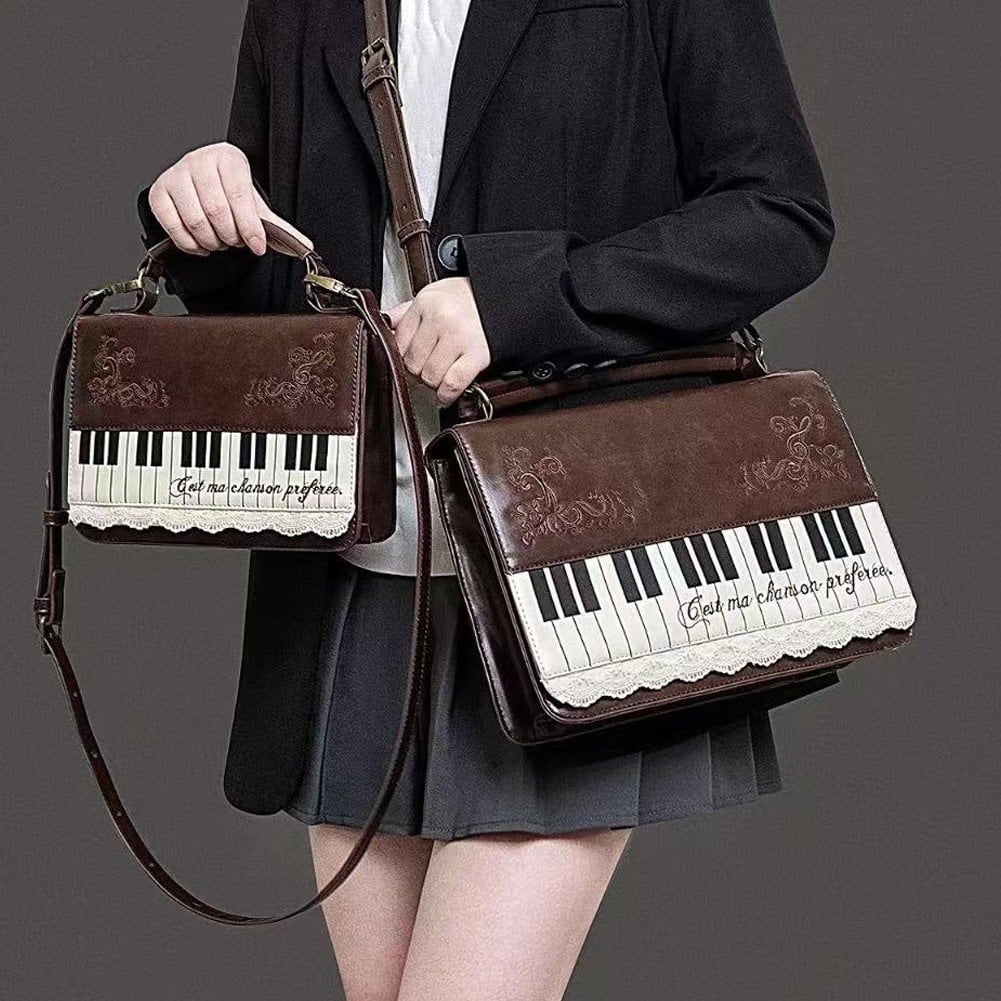 Hzzsbu Vintage Piano Crossbody Bag for Women Fairy Grunge Shoulder Bag Y2K Trendy Handbags Retro Cute Purse Streetwear