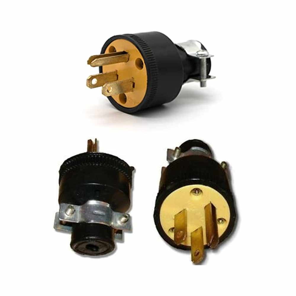 2pc Heavy Duty 3-Prong Male Extension Cord Electrical Plug Replacement 125V 15A 