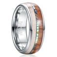 thumbnail image 1 of 8mm Men's Domed Tungsten Wedding Band Inlaid with Wood Abalone Shell and Deer Antler Size 7-12, 1 of 5