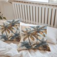 thumbnail image 6 of Throw Pillow Covers 18x18 Inch Set of 2, Navy Blue Brown Palm Tree Waterproof Outdoor Pillow Covers, Tropical Leaves Vintage Decorative Cushion Pillowcases for Couch, Sofa, Bed, Garden, Patio, 6 of 9