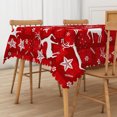 thumbnail image 4 of Duangreer Retro Red Plaid Christmas Rectangle Tablecloth, White Elk Poinsettia Print Waterproof Table Cover for Party Picnic Indoor Outdoor Decor, 60 x 84 Inch, 4 of 6