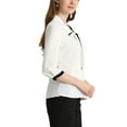 thumbnail image 4 of INSPIRE CHIC Women's Tie V Neck Half Sleeve Button Cuffs Work Office Shirt Elegant Blouses XS White, 4 of 8