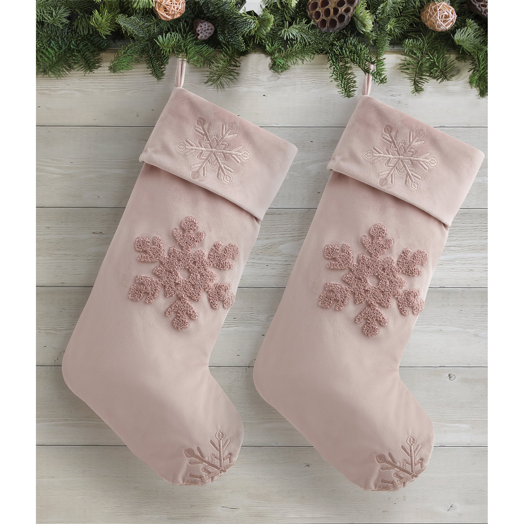 My Texas House Savannah Rose Embroidered Christmas Stockings, 21" (2 Count)