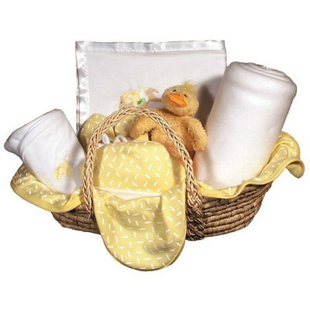 Raindrops Unisex Baby Sleepy Time Bear, Moses Basket 8-Piece Blanket Gift Set, Yellow, Layette