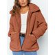 thumbnail image 5 of Chaqueta de mujer Piel sintética esponjosa Color sólido Cuello vuelto Bolsillos de manga larga Abanopi Chaqueta de mujeres, 5 of 7