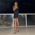 thumbnail image 2 of 2024 Été Sexy Solide Spaghetti Sangle Mini Robe Femmes Sans Manches Haute Taille Parti Club Bodycon Robe Femmes Robes Vintage, 2 of 6