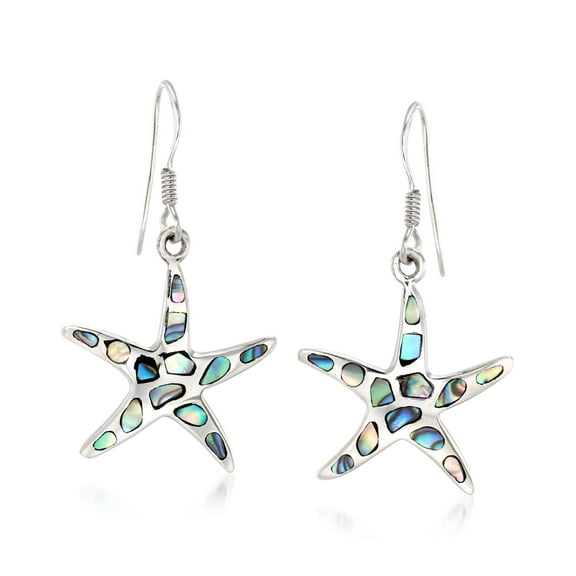 Ross-Simons Abalone Shell Starfish Drop Earrings in Sterling Silver, Women's, Adult