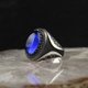 thumbnail image 2 of Anillo geométrico de plata envejecida con zafiro de patrón vintage (talla L) Sincero Electrónica, 2 of 3