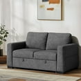 thumbnail image 5 of CHITOOMA 60'' Linen Pull Out Sofa Bed Convertible Sleeper Couch with Charging Port, Upholstered Sectional Sofa with 2 Pillows, Reclining Sofas for Living Room, Gray, 5 of 11