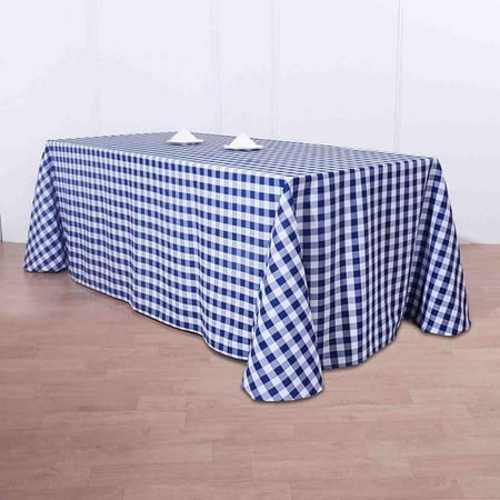 

BalsaCircle Navy Blue Patriotic Veterans Day 90 x 132 Tablecloth Gingham Checkered Polyester Washable 4th of July Linen