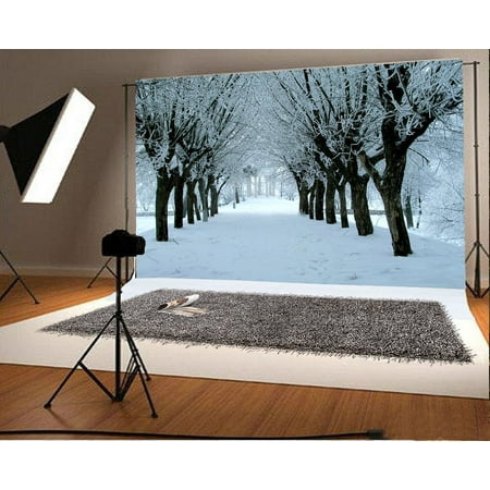Image of GreenDecor Winter Snow Backdrop 7x5ft Photography Backdrop Trees Snowscape Cold Weather Nature Landscape Photos Video Studio Props