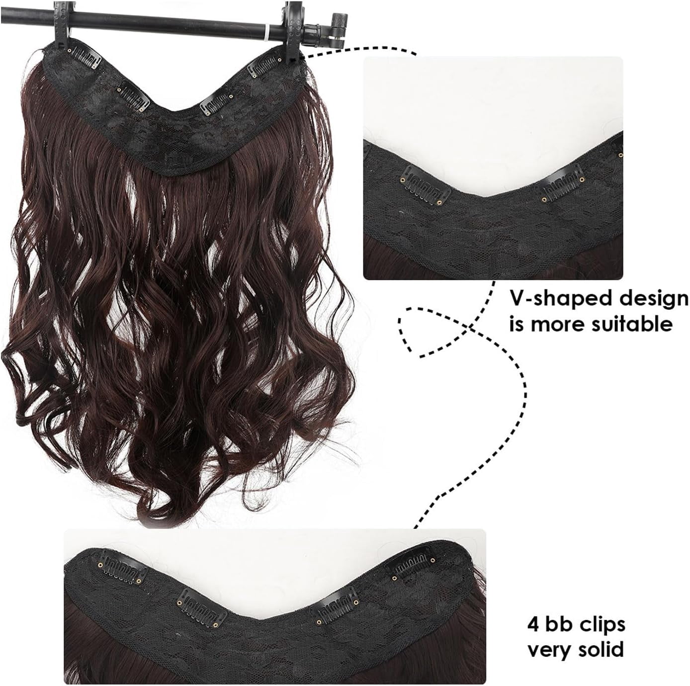 Aorsher 16inch Clip in Extensions One Piece 3/4 Light Brown Full Head Hair Extensions Clip In Seamless V Clip in Hair Extensions with Four Clips for Women