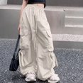 thumbnail image 4 of UACY Girls Cargo Pants Wide Leg Cute Cargo Pants with Bow Decor Multi Pockets, Drawstring Elastic Waist Loose Fit Casual Pants for Girls Daily Wear, 4 of 5
