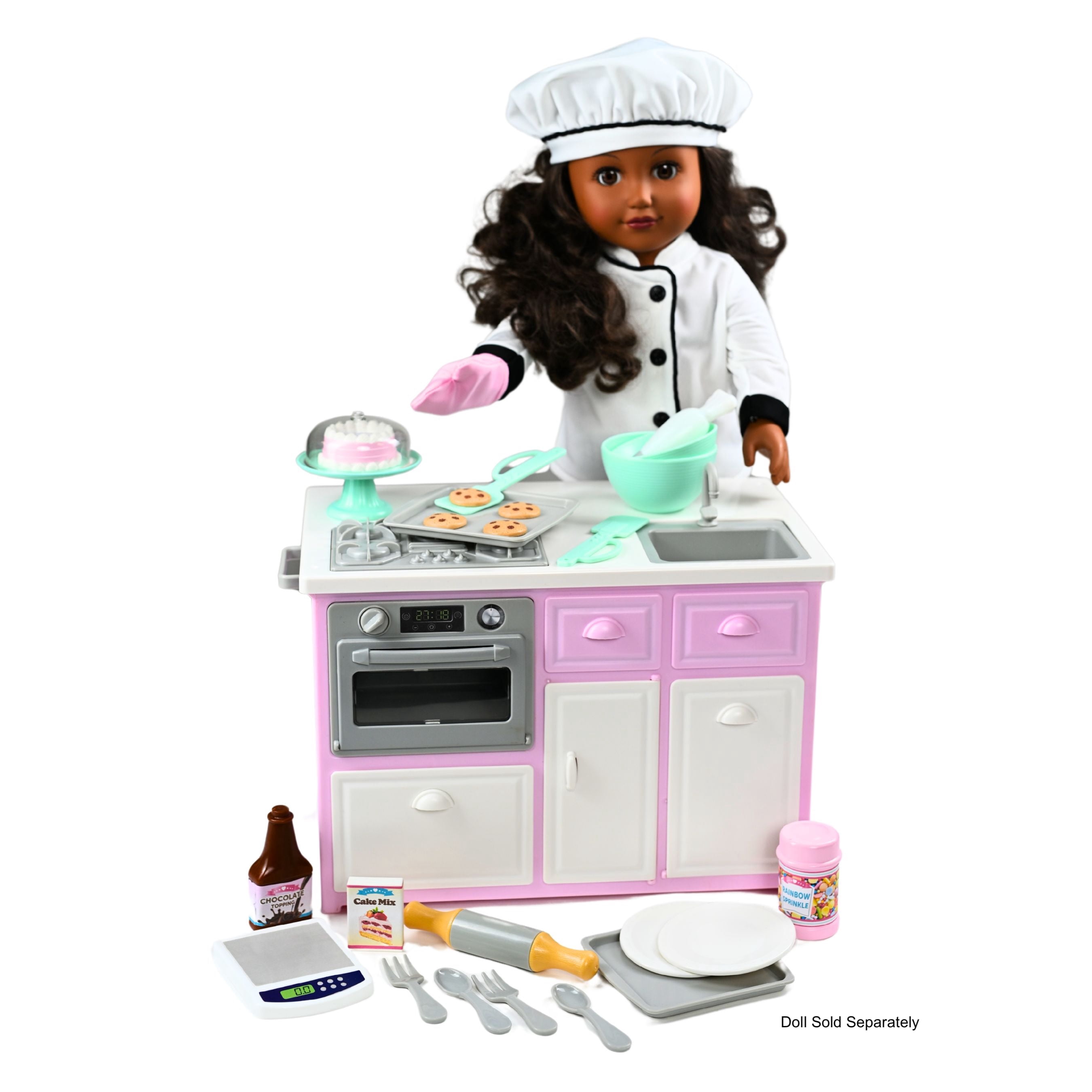 My Life As Kitchen Island Baking Play Set for 18" Dolls, 27 pieces