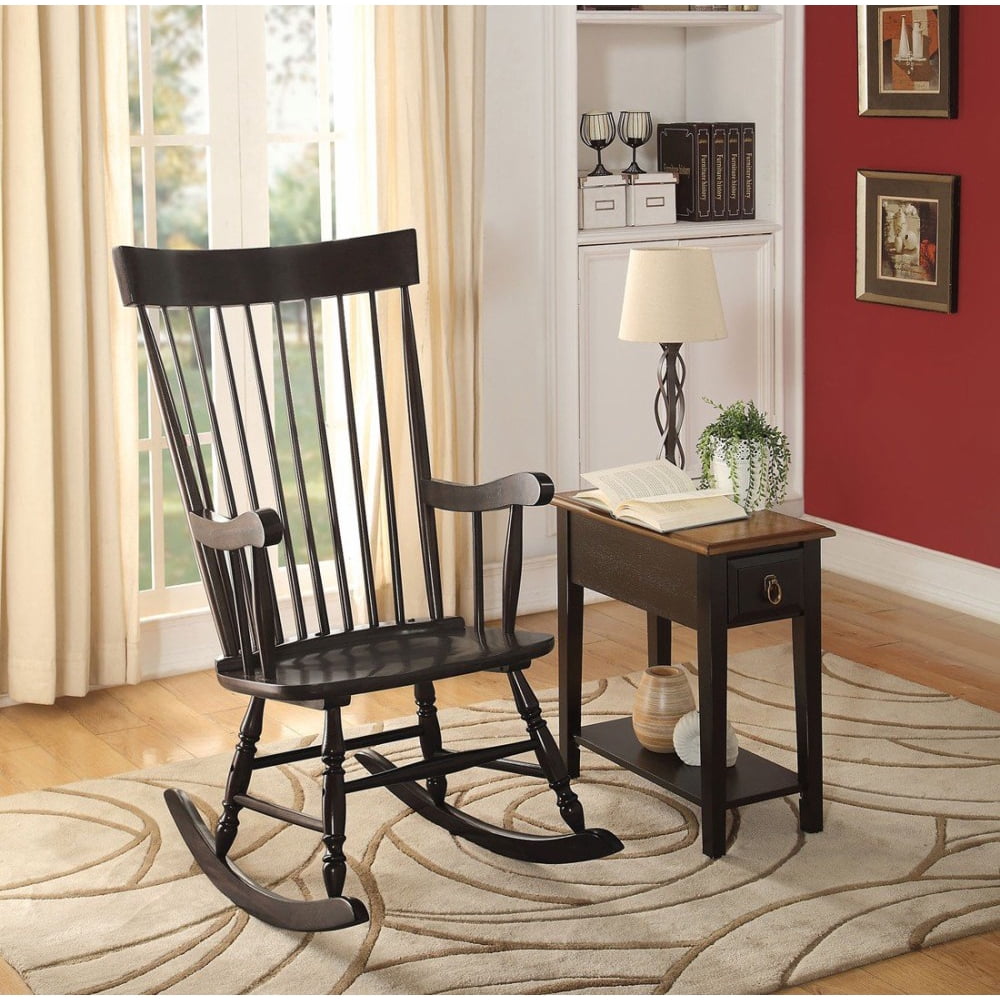 Transitional Living Room Accent Rocking Chair Wood In Black - Walmart