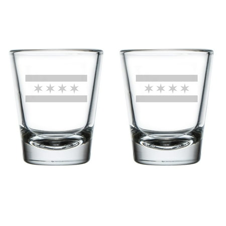

Set of 2 Shot Glasses 1.75oz Shot Glass Gift Chicago Flag