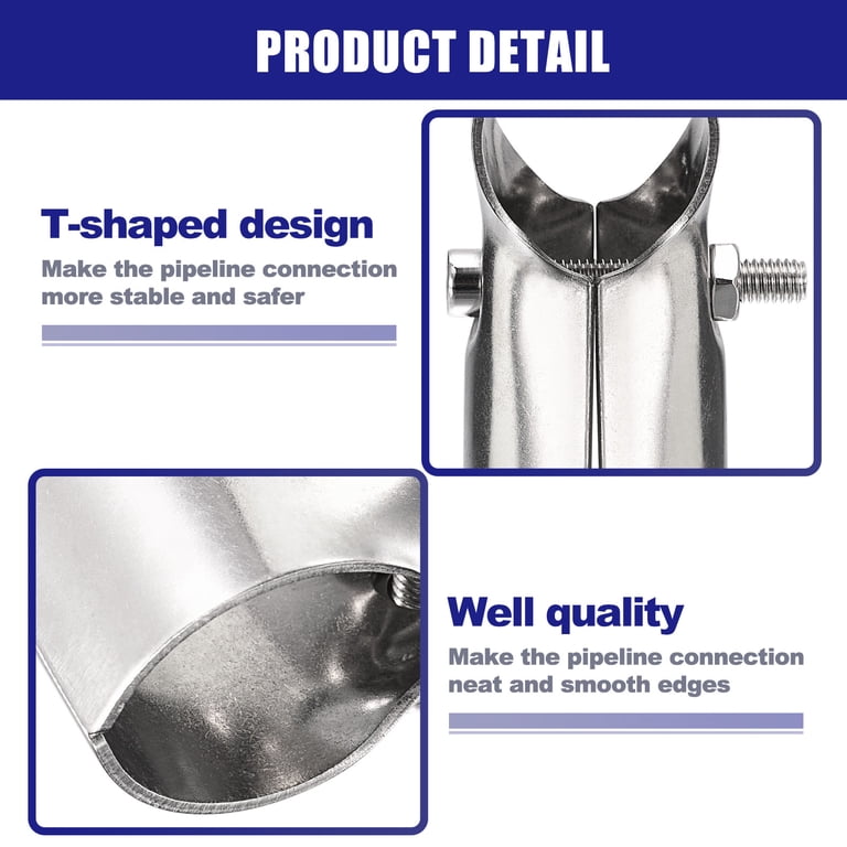 10 Pack 1 Inch T Pipe Clamp Connectors - Stainless Steel 201 Fence Rail Clamps With Bolts & Nuts