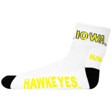 Iowa Quarters - Iowa Hawkeyes White Quarter black Heel Toe Sock