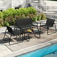 thumbnail image 3 of Topbuy 8 Piece Outdoor Furniture Set Patio Metal Conversation Chair & Coffee Table w/ Mesh Seat Fabric & Tempered Glass Tabletop, 3 of 9