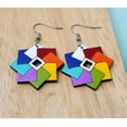 thumbnail image 2 of Wooden Earrings, Multicolor Squares, Handmade Fairtrade, Lightweight by Florama Natural Jewelry, 2 of 3