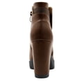 thumbnail image 4 of BLISSFUL STEP Women's Chelsea Boots Platform Block Cleated Sole Heel Brown 9.5, 4 of 7