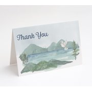 Watercolor Mountain Funeral Sympathy Thank You Cards w/ White Envelopes (25 Count)