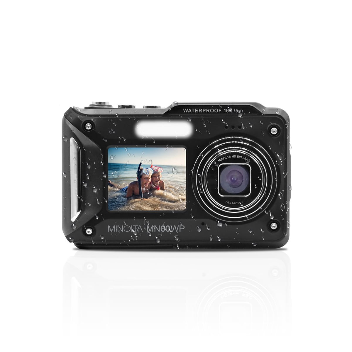 Konica Minolta MN60WP 48MP Waterproof Dual Screen Digital Camera, Black