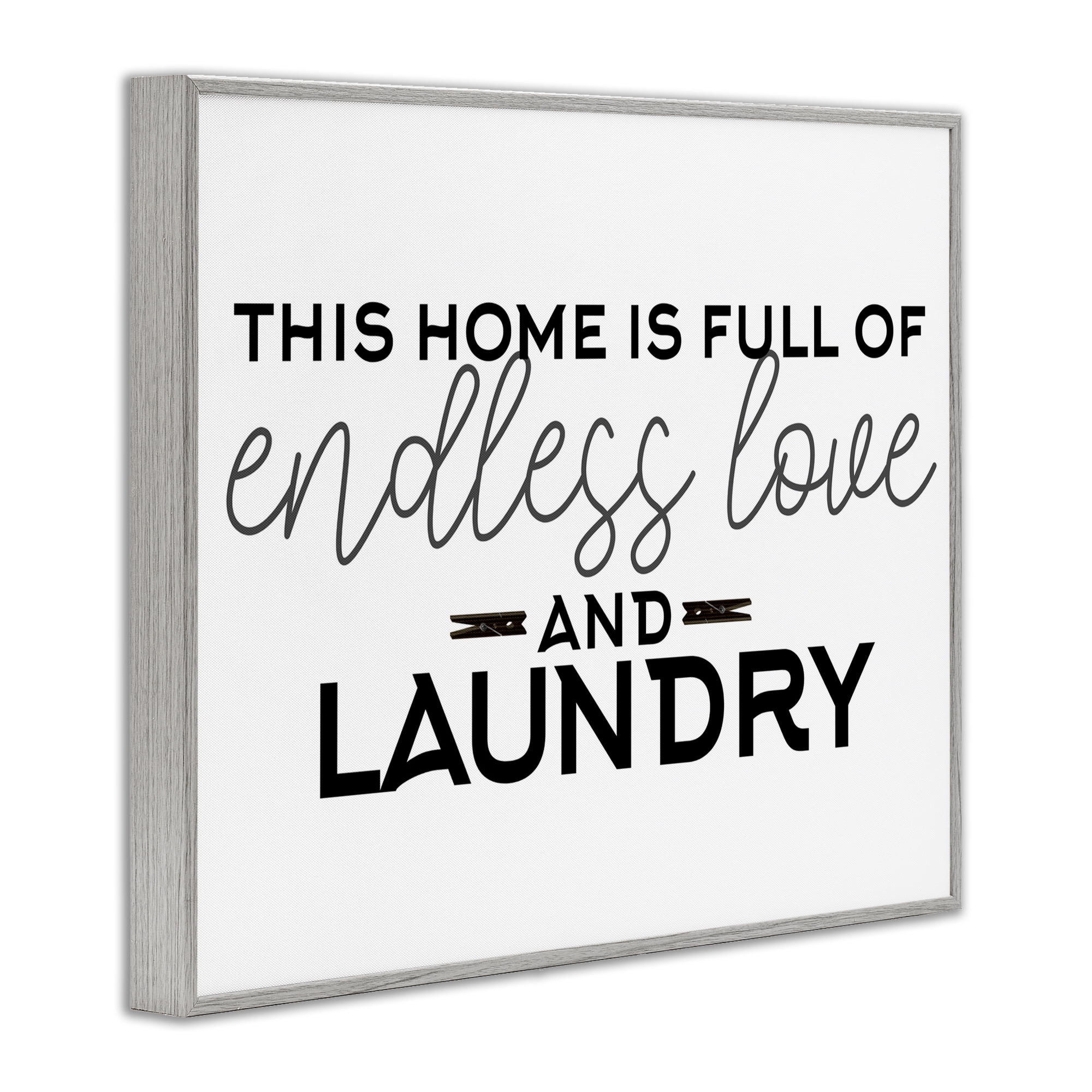 Endless Love & Laundry Minimal Gray Framed Giclee Art, design by Kim Allen