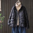 thumbnail image 1 of Chaqueta corta ligera de plumón de pato blanco para mujer, chaqueta holgada a la moda, chaqueta en V completa a juego para hombres pequeños, 1 of 5