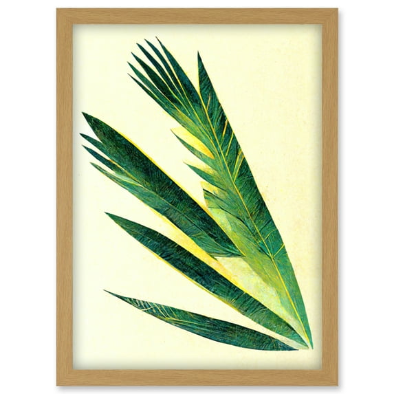 Fan Palm Tree Leaf Modern Abstract Illustration Artwork Framed Wall Art Print A4